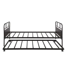 Alternative view of Metal Daybed Platform Bed Frame with Trundle Built-in Casters, Twin Size
