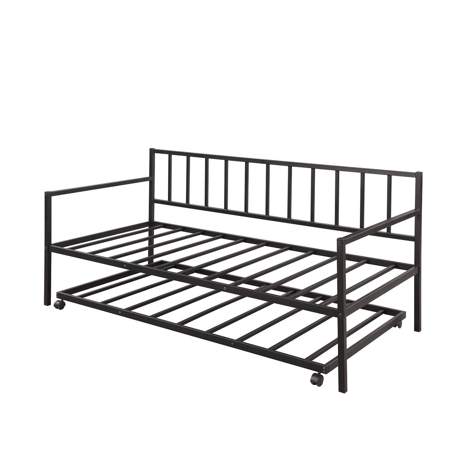 Twin Daybed with Trundle Multifunctional Metal Lounge Daybed Frame for Living Room Guest Room 9 Twin Daybed with Trundle Multifunctional Metal Lounge Daybed Frame for Living Room Guest Room