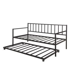 Twin Daybed with Trundle Multifunctional Metal Lounge Daybed Frame for Living Room Guest Room 14 Twin Daybed with Trundle Multifunctional Metal Lounge Daybed Frame for Living Room Guest Room