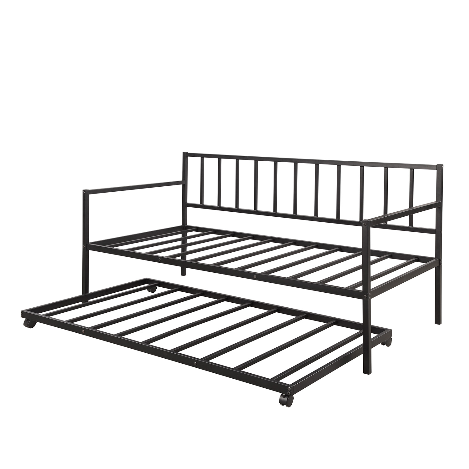 Twin Daybed with Trundle Multifunctional Metal Lounge Daybed Frame for Living Room Guest Room 8 Twin Daybed with Trundle Multifunctional Metal Lounge Daybed Frame for Living Room Guest Room