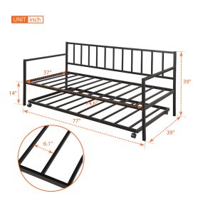 Twin Daybed with Trundle Multifunctional Metal Lounge Daybed Frame for Living Room Guest Room 11 Twin Daybed with Trundle Multifunctional Metal Lounge Daybed Frame for Living Room Guest Room