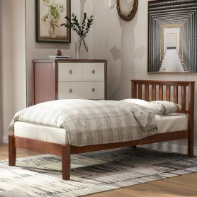 Wood Platform Bed with Headboard/Wood Slat Support,Twin