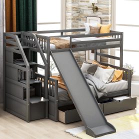 Alternative view of Twin over Full Bunk Bed with Drawers, Storage and Slide