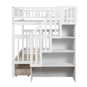 Full over full bunk bed with two drawers and storage 7