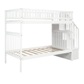 Twin over Twin Bunk Bed, with Trundle and Storage