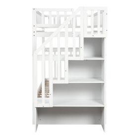 Twin over Twin Bunk Bed, with Trundle and Storage