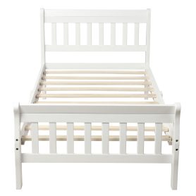Wood Mattress Foundation Sleigh Bed Frame with Headboard/Footboard/Wood Slat Support