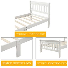 Wood Mattress Foundation Sleigh Bed Frame with Headboard/Footboard/Wood Slat Support