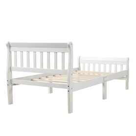 Wood Mattress Foundation Sleigh Bed Frame with Headboard/Footboard/Wood Slat Support