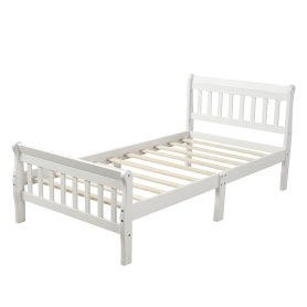 Wood Mattress Foundation Sleigh Bed Frame with Headboard/Footboard/Wood Slat Support