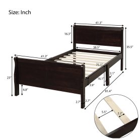 Twin Wood Platform Bed Frame With Headboard/Footboard/Wood Slat Support