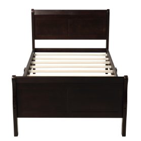 Twin Wood Platform Bed Frame With Headboard/Footboard/Wood Slat Support