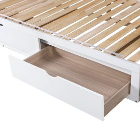 Wooden Daybed With Trundle Bed And Two Storage Drawers ,extendable Bed Daybed,sofa Bed For Bedroom Living Room,white