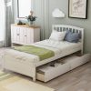 Twin Platform Storage Bed Wood Bed Frame With Two Drawers And Headboard 2 Twin Platform Storage Bed Wood Bed Frame With Two Drawers And Headboard