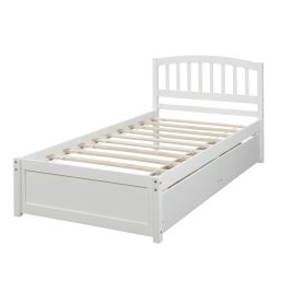 Twin Platform Storage Bed Wood Bed Frame With Two Drawers And Headboard