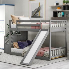 Twin Over Twin Bunk Bed With Convertible Slide And Stairway 18 Twin Over Twin Bunk Bed With Convertible Slide And Stairway