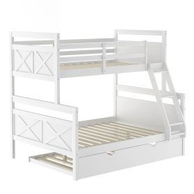 Twin Over Full Bunk Bed With Ladder, Twin Size Trundle, Safety Guardrail 26 Twin Over Full Bunk Bed With Ladder, Twin Size Trundle, Safety Guardrail