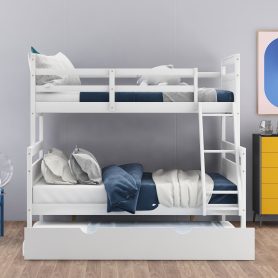Twin Over Full Bunk Bed With Ladder, Twin Size Trundle, Safety Guardrail 17 Twin Over Full Bunk Bed With Ladder, Twin Size Trundle, Safety Guardrail