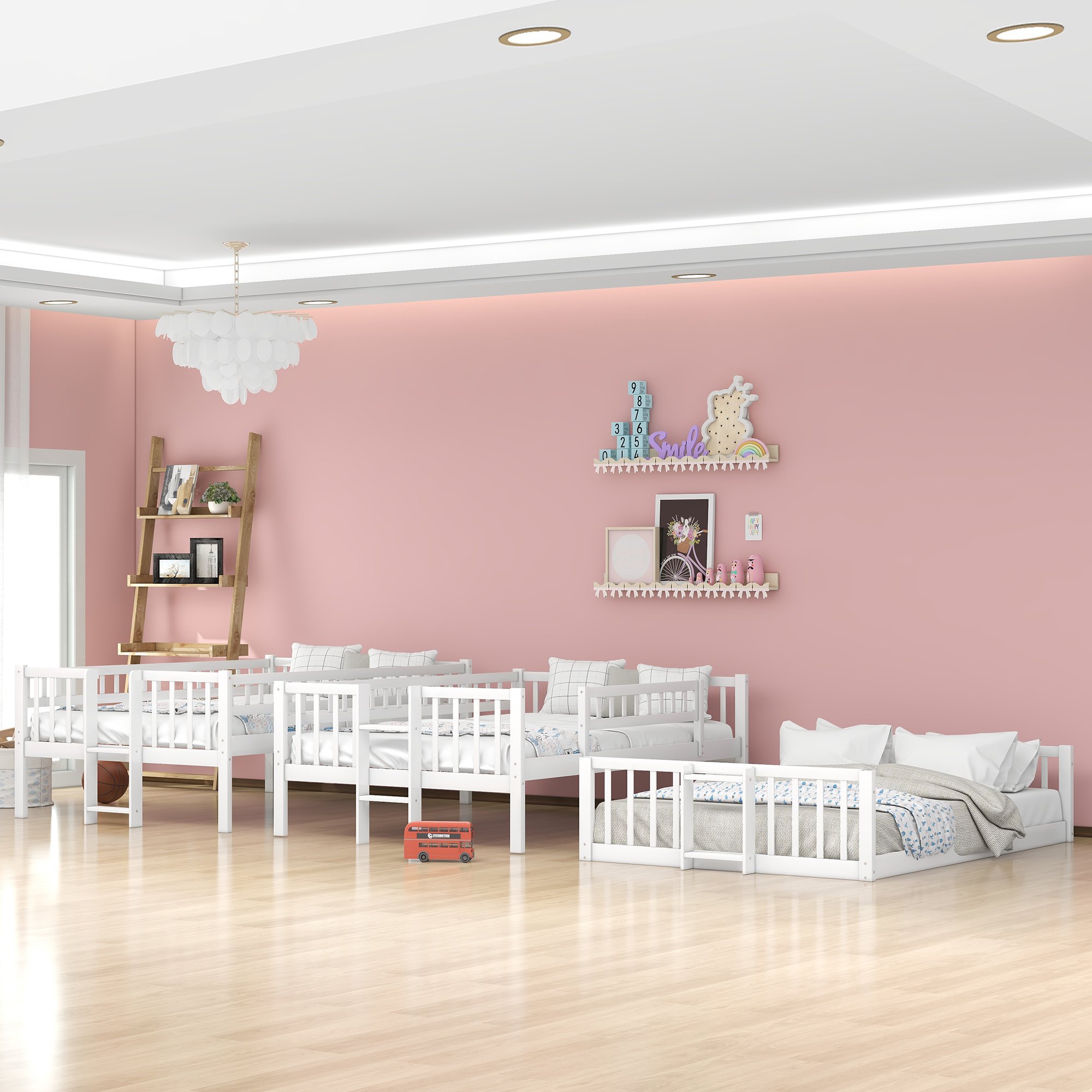 5 Triple Bunk Beds For Kids: Free Shipping to the USA 12 Full-over-Full-over-Full Triple Bunk Bed With Built-in Ladder And Slide