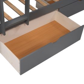 Twin Size Bunk Bed With A Loft Bed Attached, With Two Drawers