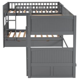 Twin Size Bunk Bed With A Loft Bed Attached, With Two Drawers