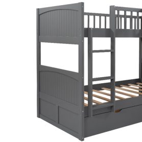 Twin Size Bunk Bed With A Loft Bed Attached, With Two Drawers