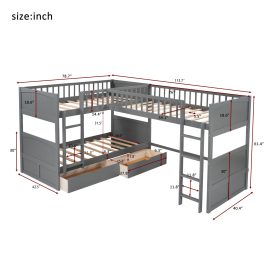 Twin Size Bunk Bed With A Loft Bed Attached, With Two Drawers