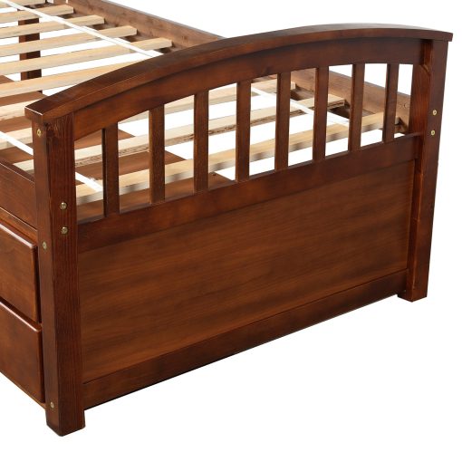 Twin Size Platform Storage Bed Solid Wood Bed With 6 Drawers