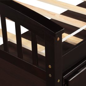 Wooden Twin Size Platform Bed With 6 Drawers
