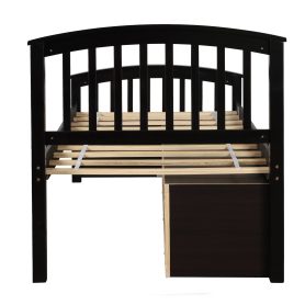 Wooden Twin Size Platform Bed With 6 Drawers