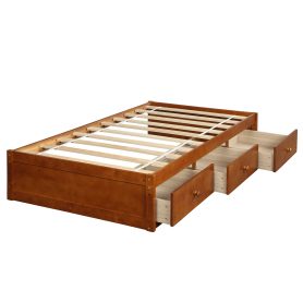 Twin Size Platform Storage Bed With 3 Drawers