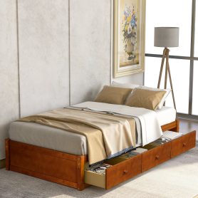 Twin Size Platform Storage Bed With 3 Drawers
