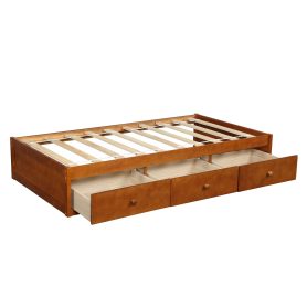 Twin Size Platform Storage Bed With 3 Drawers