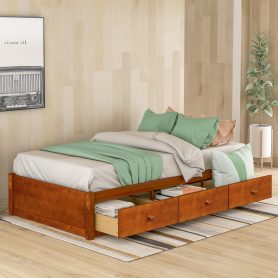 Twin Size Platform Storage Bed With 3 Drawers