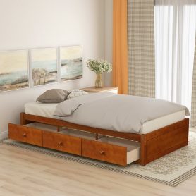 Twin Size Platform Storage Bed With 3 Drawers