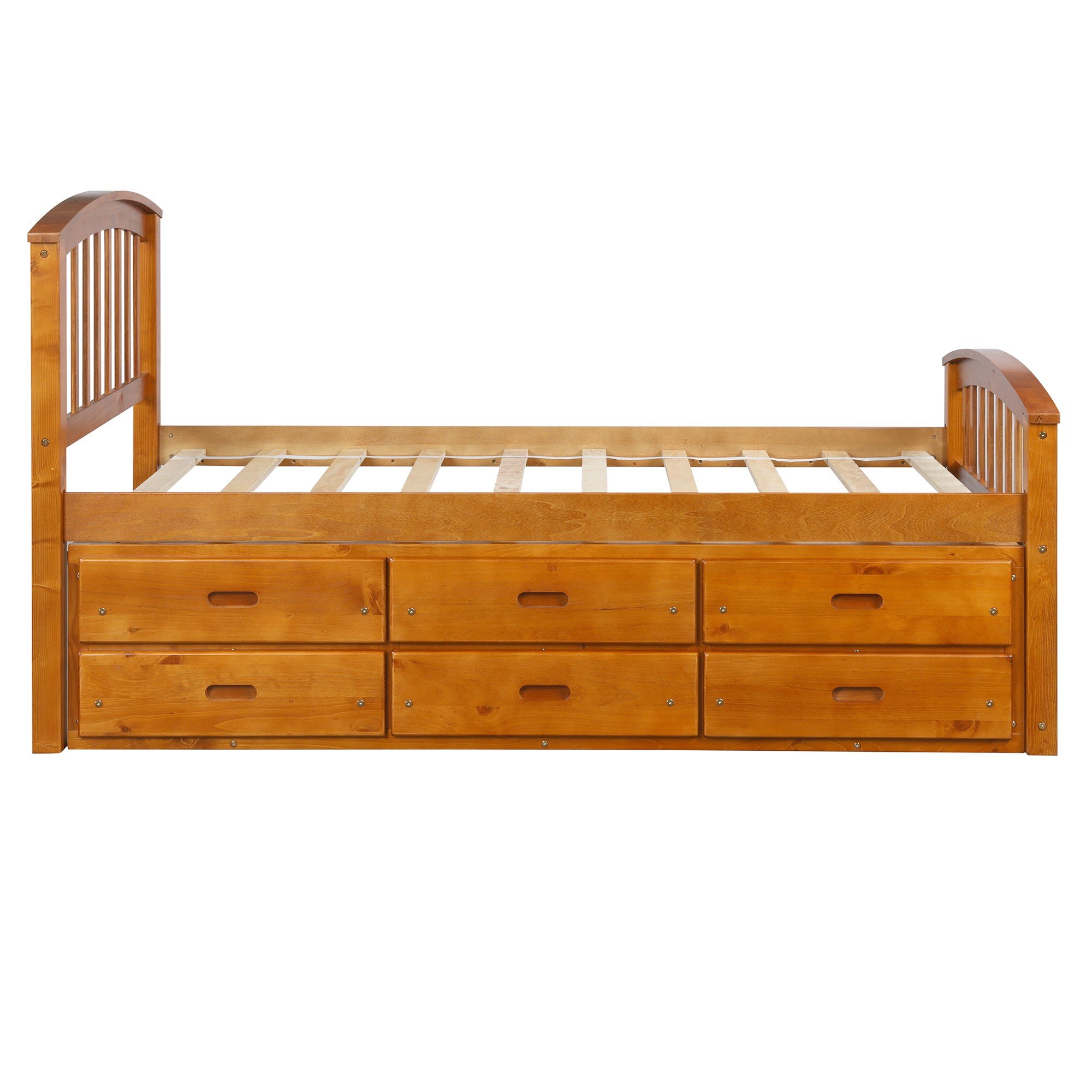 Twin Size Platform Storage Bed Solid Wood Bed With 6 Drawers Oak 5 Twin Size Platform Storage Bed Solid Wood Bed With 6 Drawers Oak