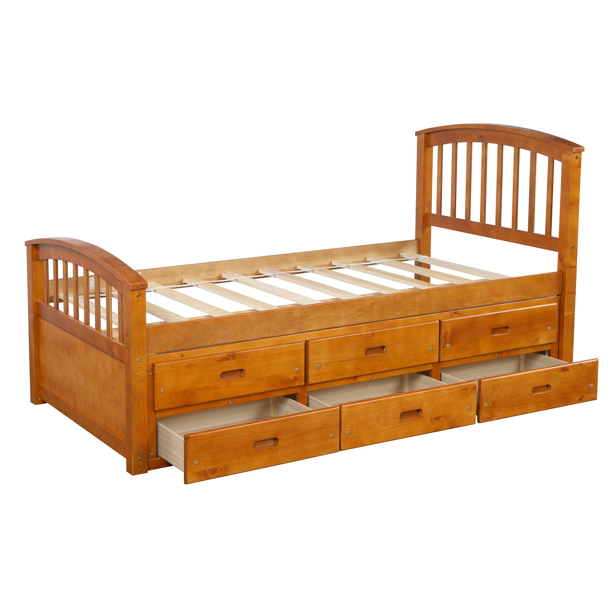 Twin Size Platform Storage Bed Solid Wood Bed With 6 Drawers Oak 7 Twin Size Platform Storage Bed Solid Wood Bed With 6 Drawers Oak