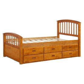 Twin Size Platform Storage Bed Solid Wood Bed With 6 Drawers Oak 13 Twin Size Platform Storage Bed Solid Wood Bed With 6 Drawers Oak