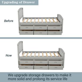 Twin Size Platform Storage Bed Solid Wood Bed With 6 Drawers White
