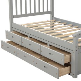Twin Size Platform Storage Bed Solid Wood Bed With 6 Drawers White