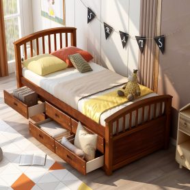 Twin Size Platform Storage Bed Solid Wood Bed With 6 Drawers 39 Twin Size Platform Storage Bed Solid Wood Bed With 6 Drawers