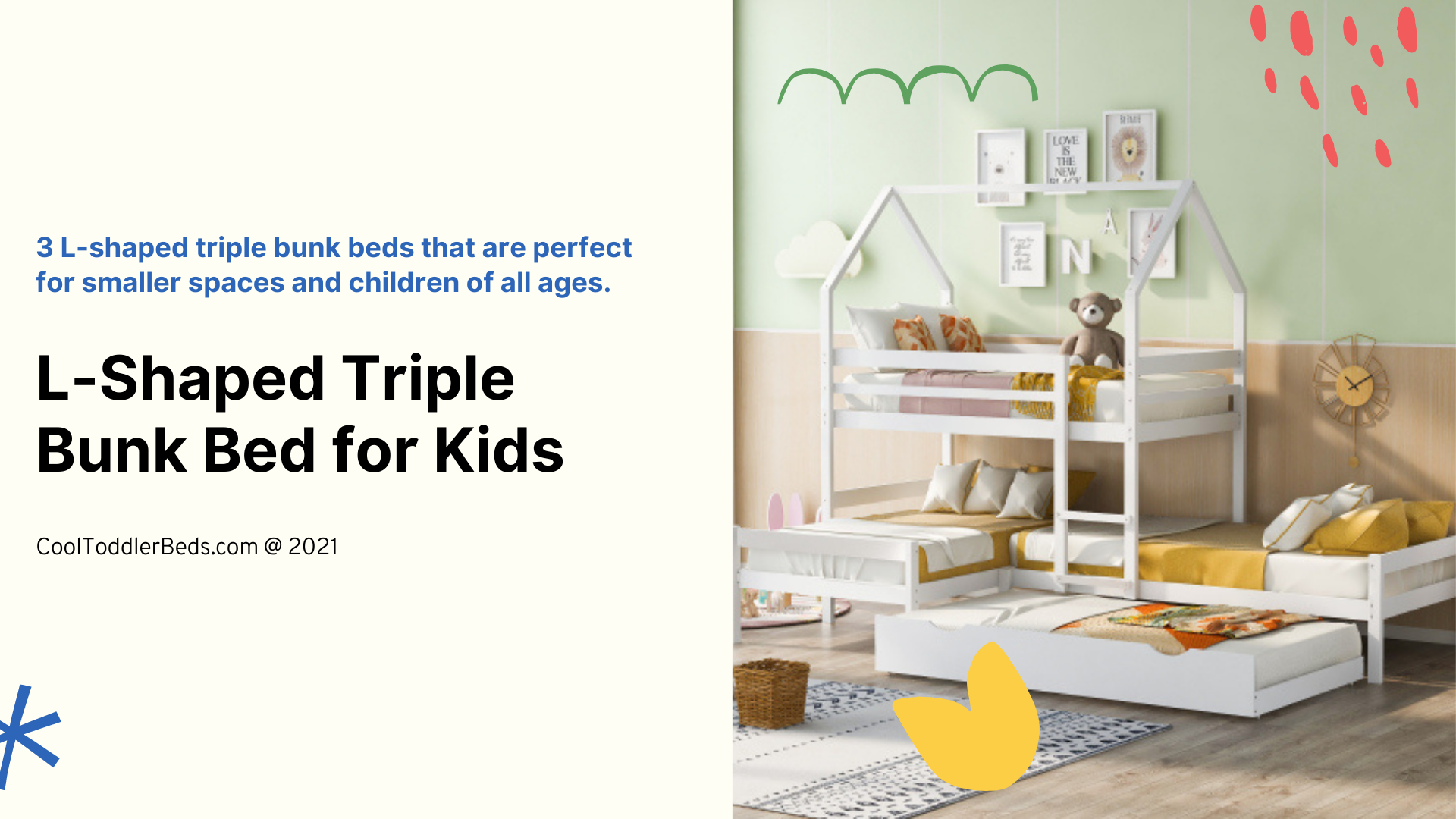 3 L-Shaped Triple Bunk Bed for Kids: Free Shipping to the US 10 L-shaped triple bunk bed for kids