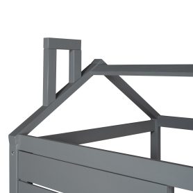 Twin Size Wood House Bed With Twin Size Trundle