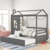 Twin Size Wood House Bed With Twin Size Trundle