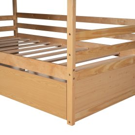 Twin Size Wood House Bed With Two Drawers