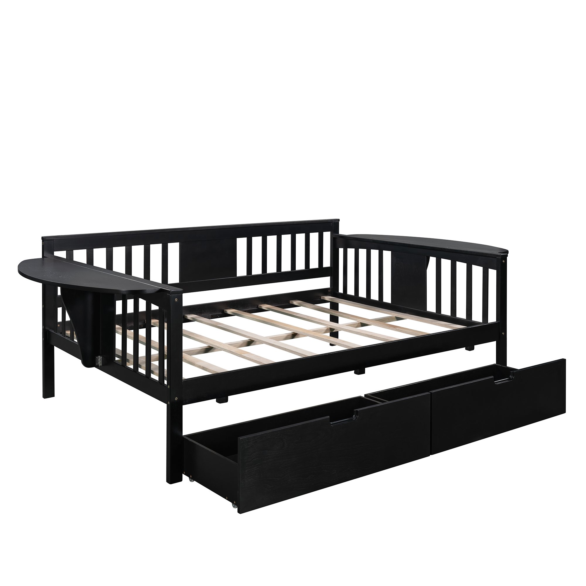 Full Size Daybed With Two Drawers, Wood Slat Support