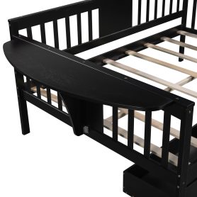 Full Size Daybed With Two Drawers, Wood Slat Support