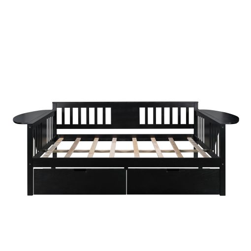 Full Size Daybed With Two Drawers, Wood Slat Support