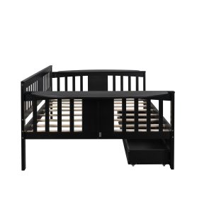 Full Size Daybed With Two Drawers, Wood Slat Support