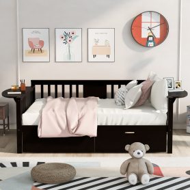 Full Size Daybed With Two Drawers, Wood Slat Support
